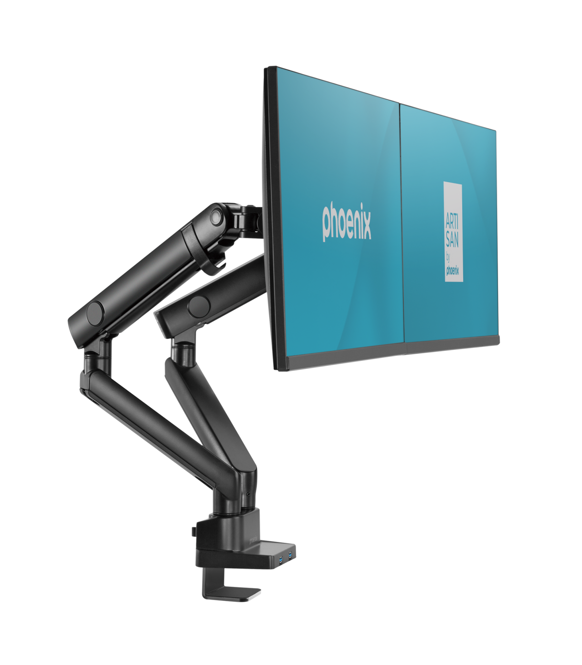 Phoenix mstand2 brazo articulado resorte de gas para doble monitor hasta 27 vesa 75 x 75 - 100 x 100 incluye 2 usb
