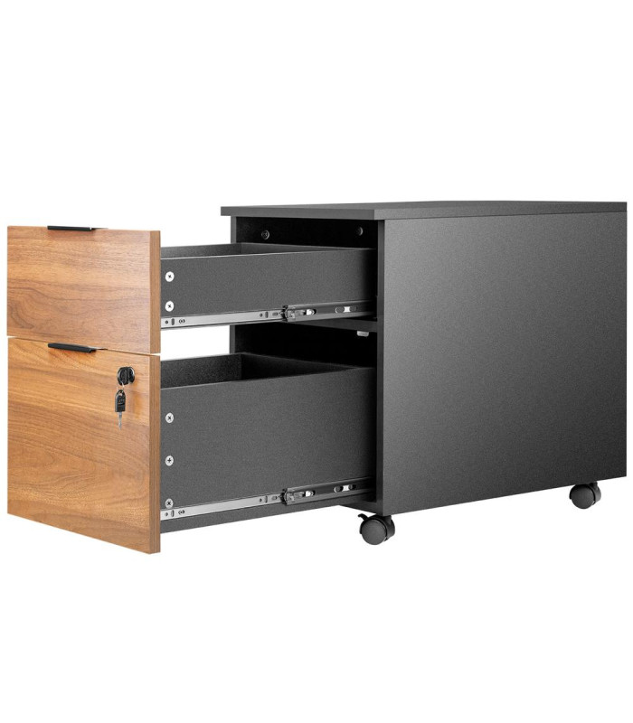 Cajonera phoenix artisan combinación negro y madera nogal