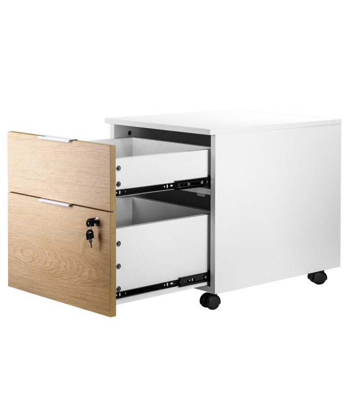 Cajonera phoenix artisan combinación blanca y madera natural