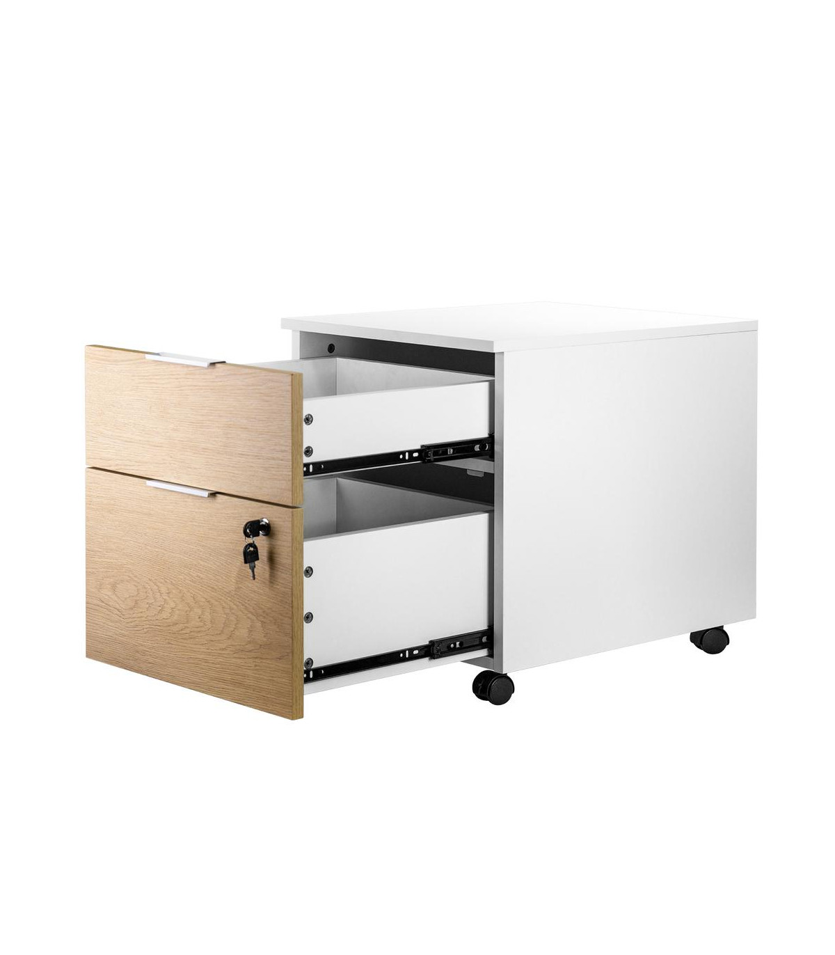 Cajonera phoenix artisan combinación blanca y madera natural