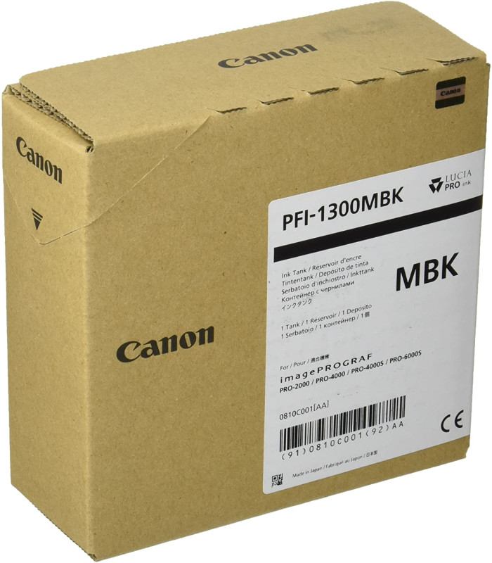 Cartucho canon pfi - 1300 mbk negro mate pro2000 -  pro4000 -  pro4000s -  pro6000 -  pro6000s