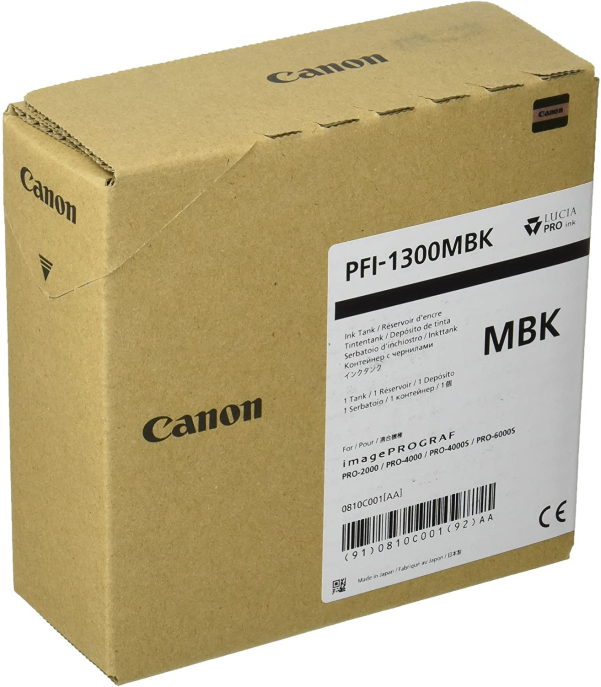 Cartucho canon pfi - 1300 mbk negro mate pro2000 -  pro4000 -  pro4000s -  pro6000 -  pro6000s