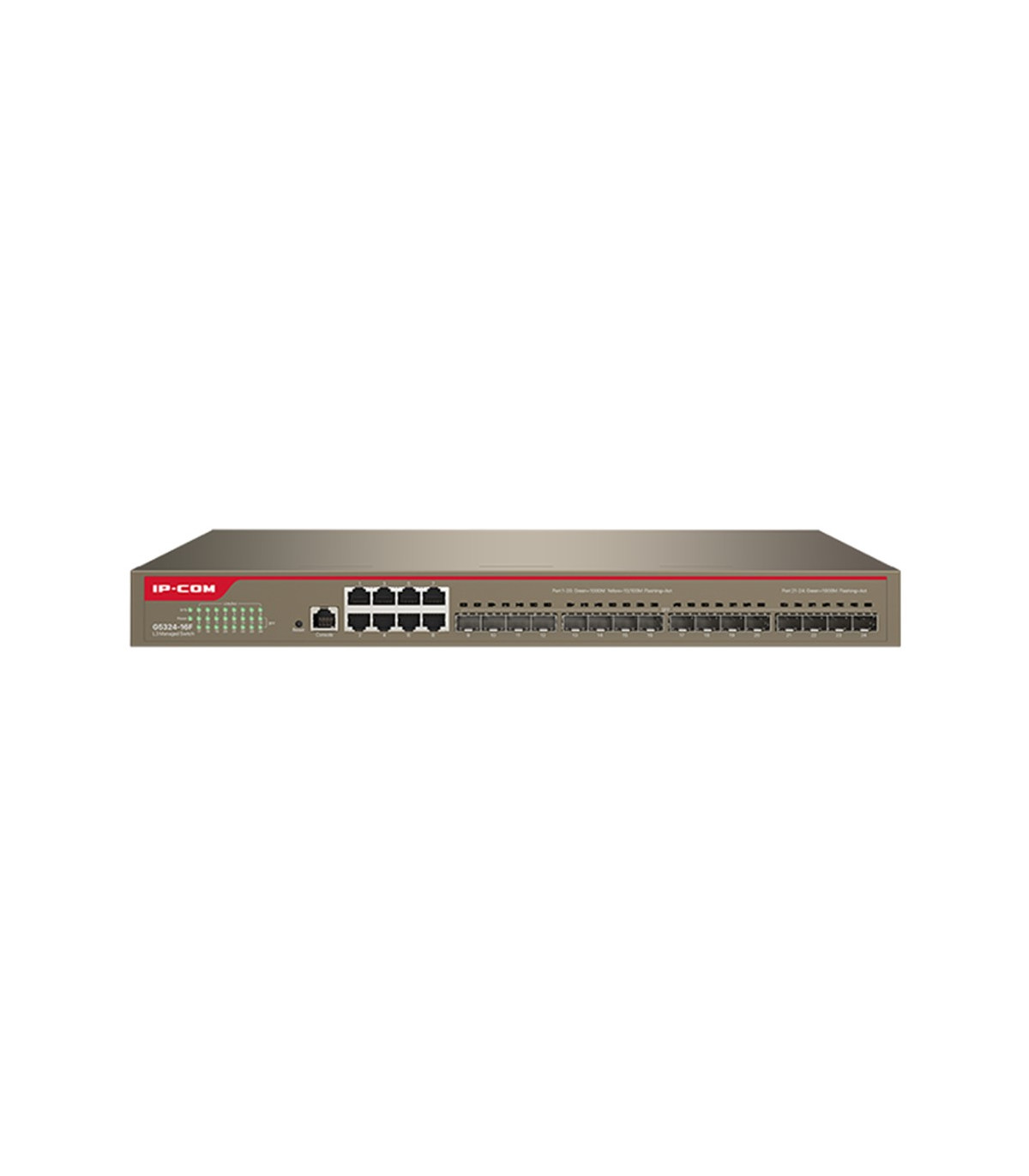 Switch ip - com  g5324 - 16f 8 puertos gigabit ethernet 16 puertos sfp gestionable l3