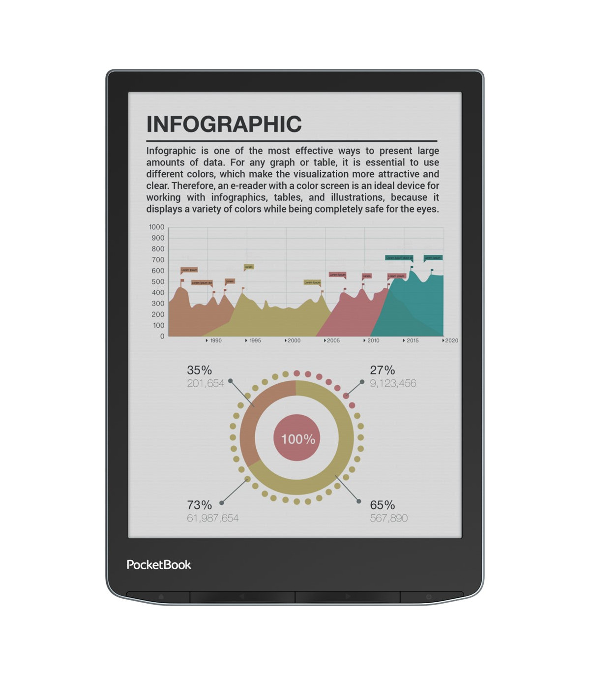 Libro electronico ebook pocketbook inkpad color 3 7.8 pulgadas 32gb - color stormy sea