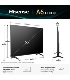 Tv hisense 65 pulgadas led 4k uhd - 65a6q - smart tv