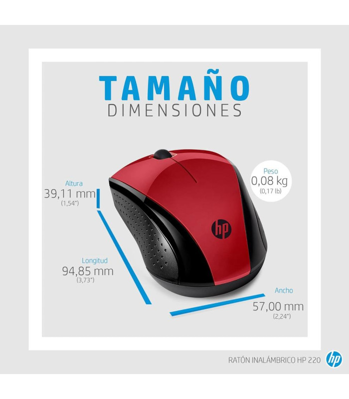 Raton inalambrico hp optico wireless 220 rojo