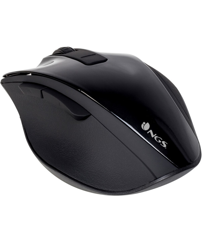 Raton inalambrico ngs bowblack - 2.4ghz - 800 - 1600dpi - 5 botones + scroll - nano receptor usb -  1*aa - negro