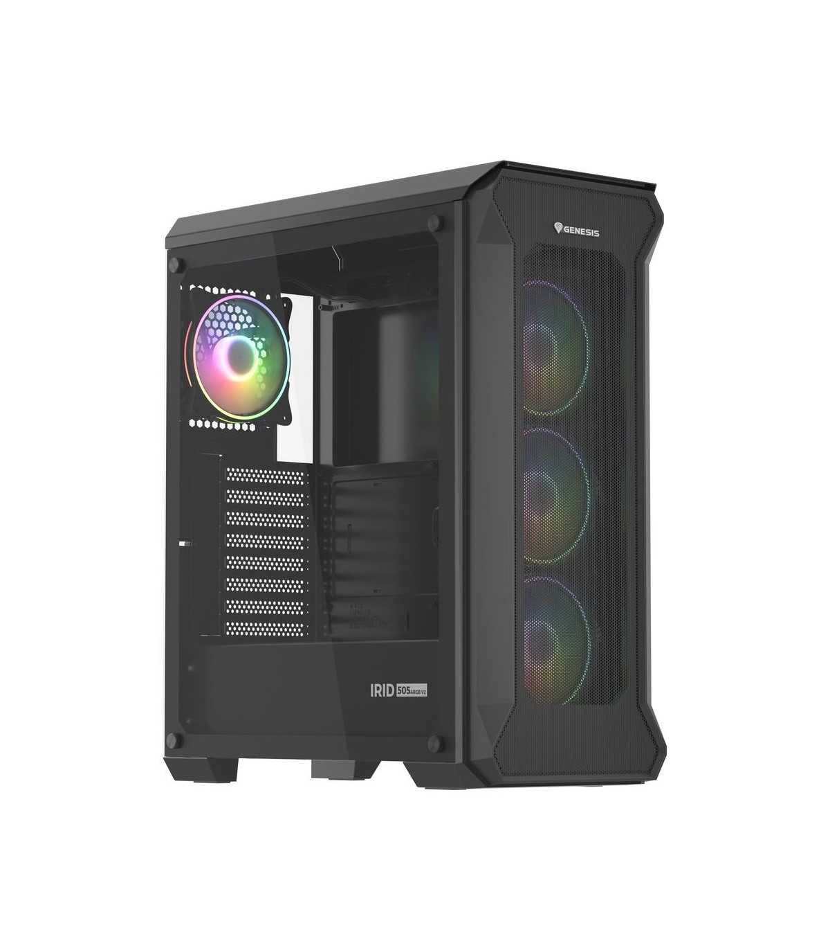 Caja ordenador gaming genesis irid 505 v2 argb atx cristal templado negra