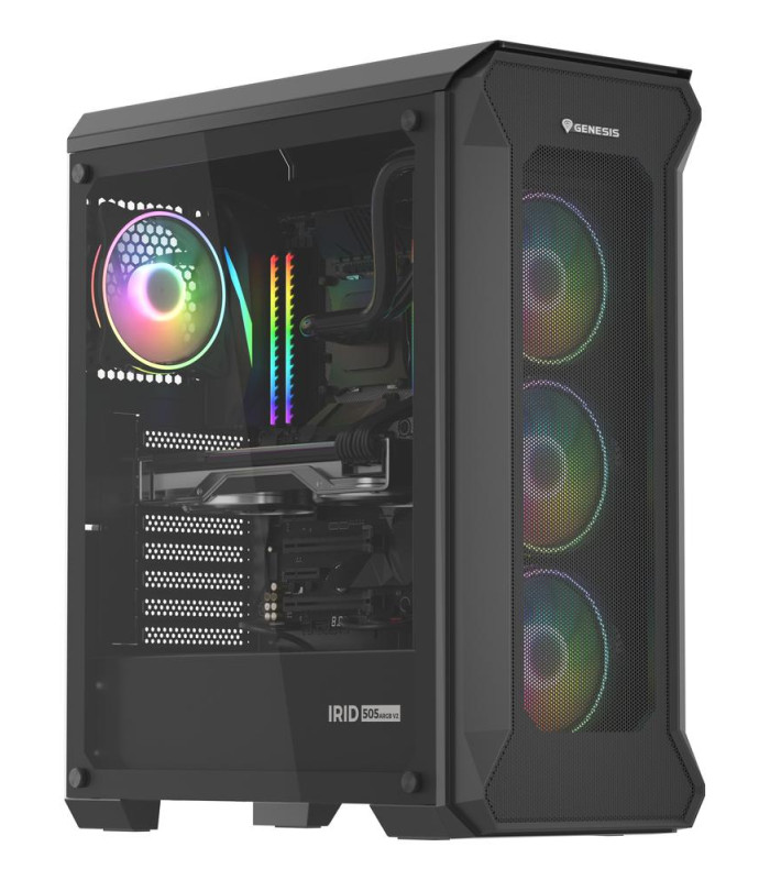 Caja ordenador gaming genesis irid 505 v2 argb atx cristal templado negra