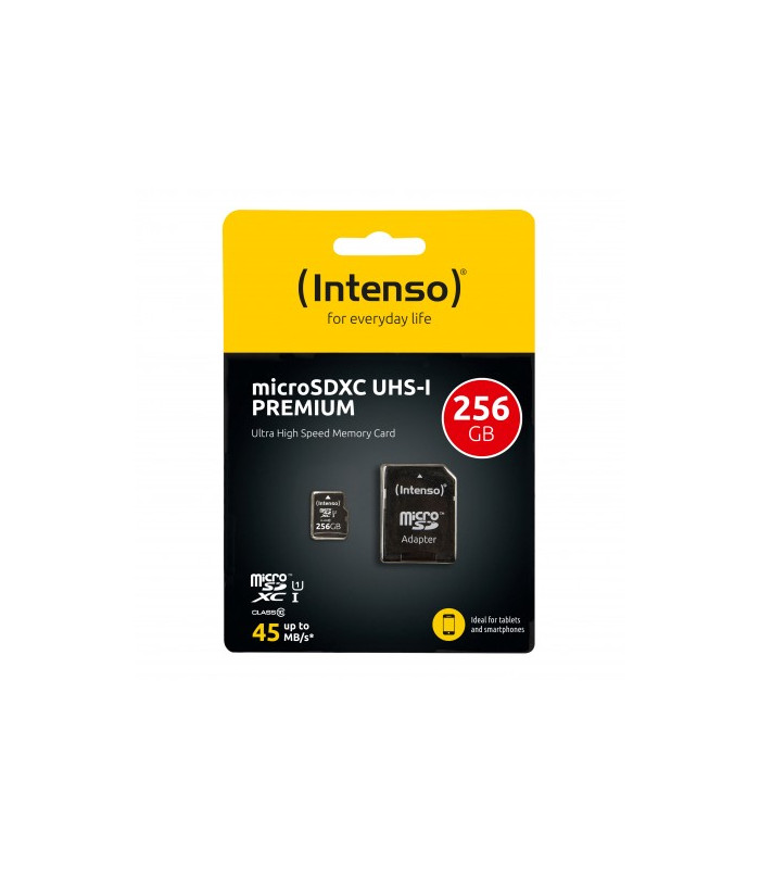 Tarjeta memoria micro sd intenso 256gb uhs - i cl10 + adaptador sd