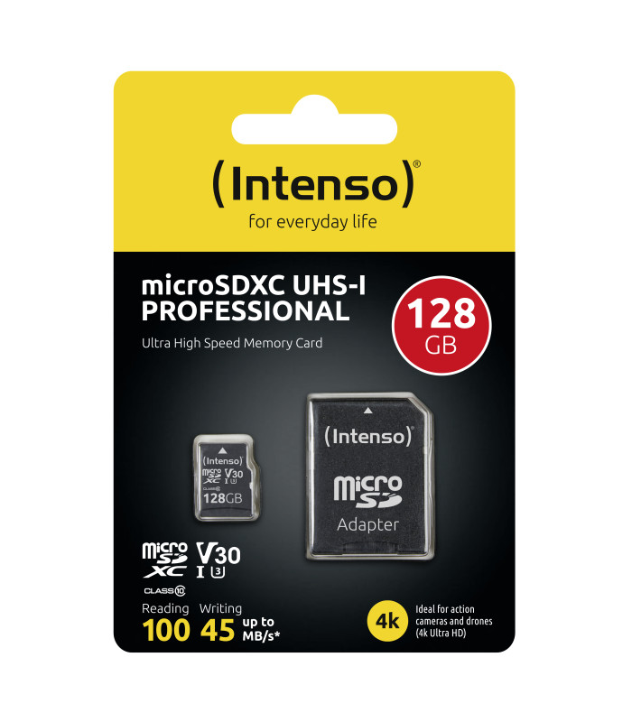 Tarjeta memoria micro sd intenso 128gb profesional uhs - i cl10 + adaptador sd