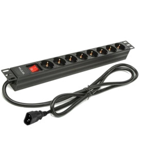Regleta phasak 8 tomas rack 19 pulgadas con interruptor 2m negro