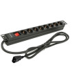 Regleta phasak 8 tomas rack 19 pulgadas con interruptor 2m negro