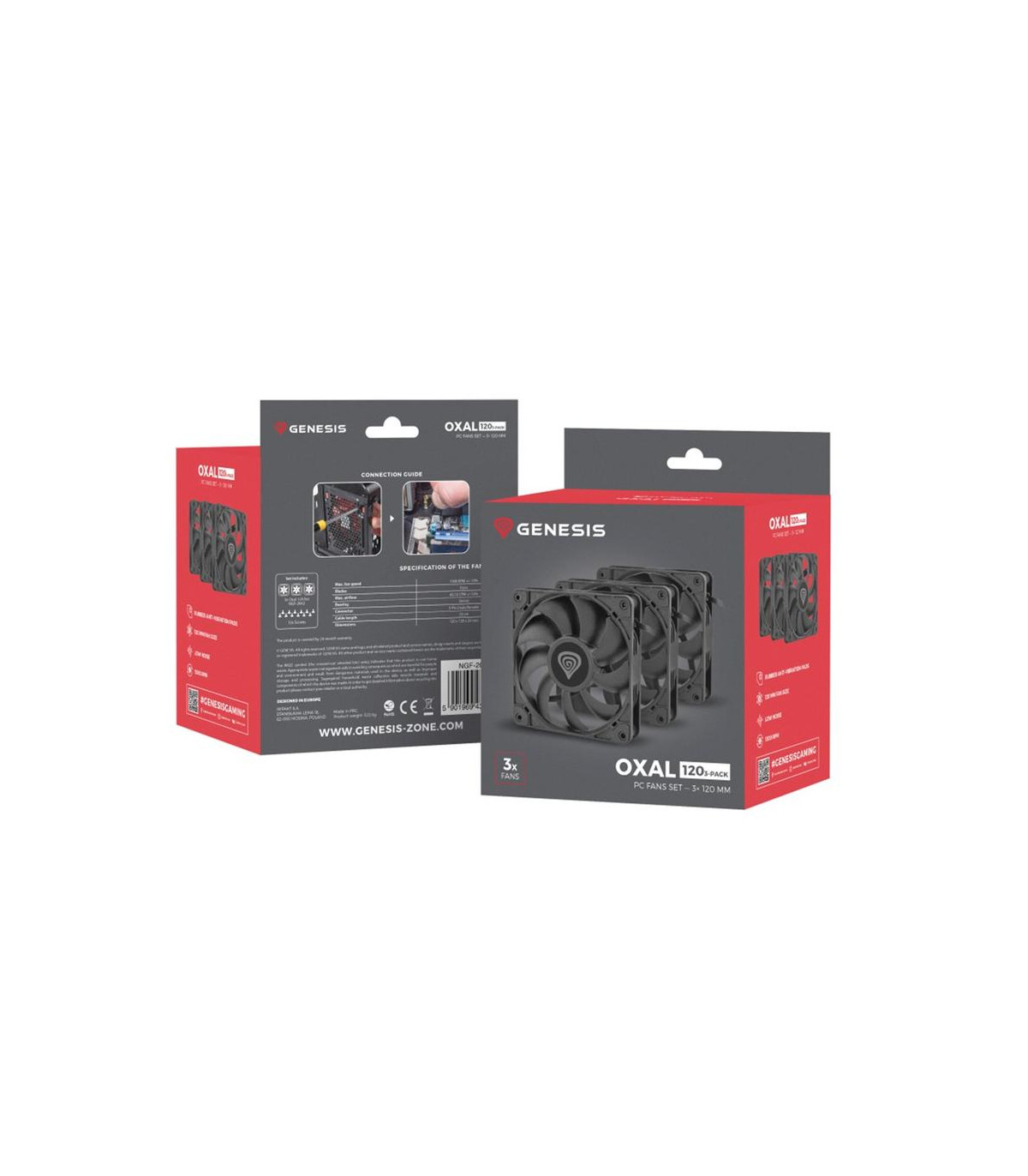 Ventilador caja genesis oxal 120 negro 3 x 120mm