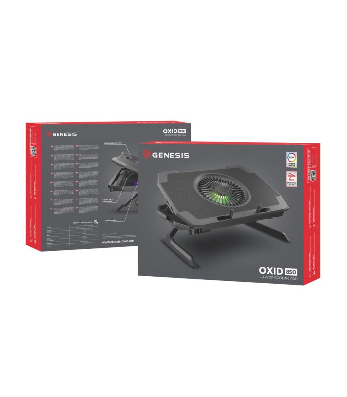 Base refrigeradora genesis oxid 850 rgb para portatil 15.6 pulgadas - 17.3 pulgadas usb