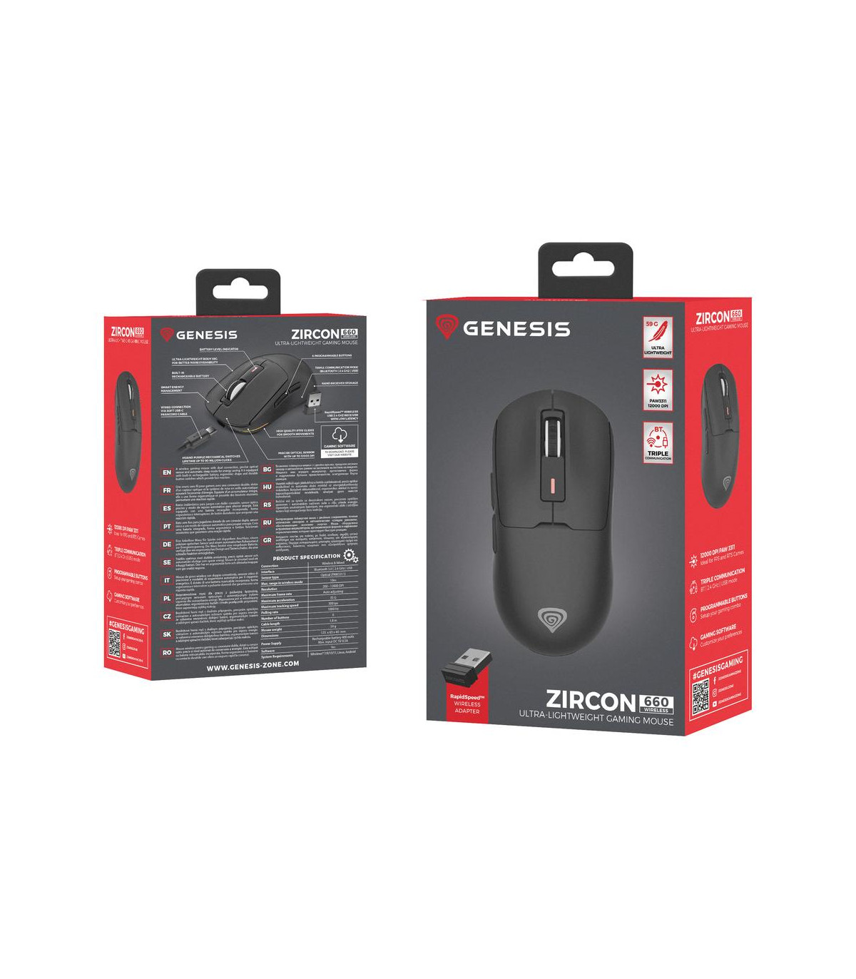 Raton inalambrico gaming genesis zircon 660 negro