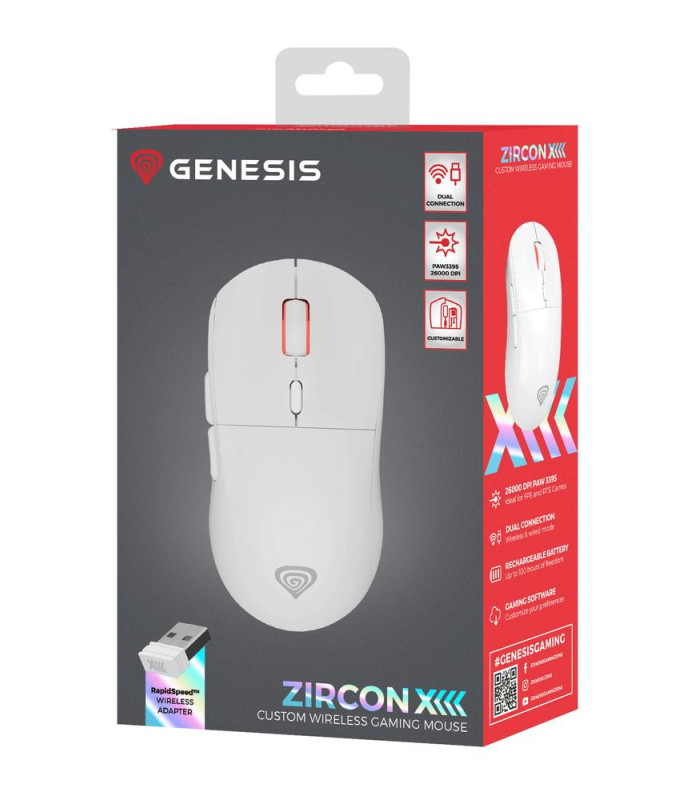 Raton inalambrico gaming genesis zircon xiii blanco