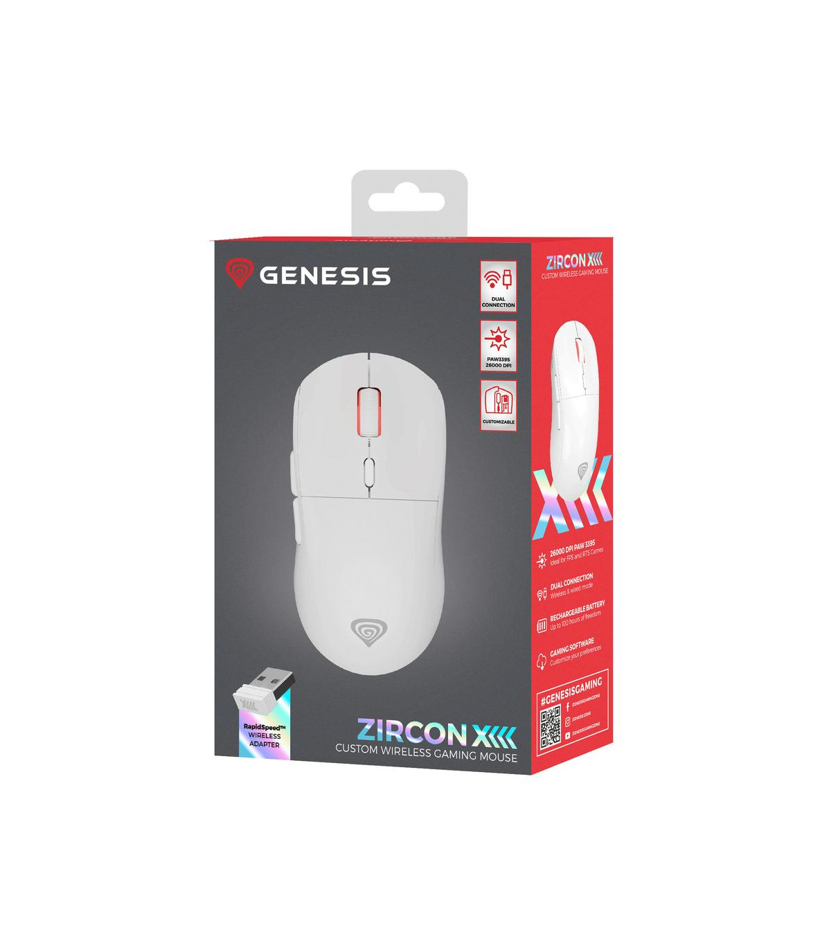 Raton inalambrico gaming genesis zircon xiii blanco