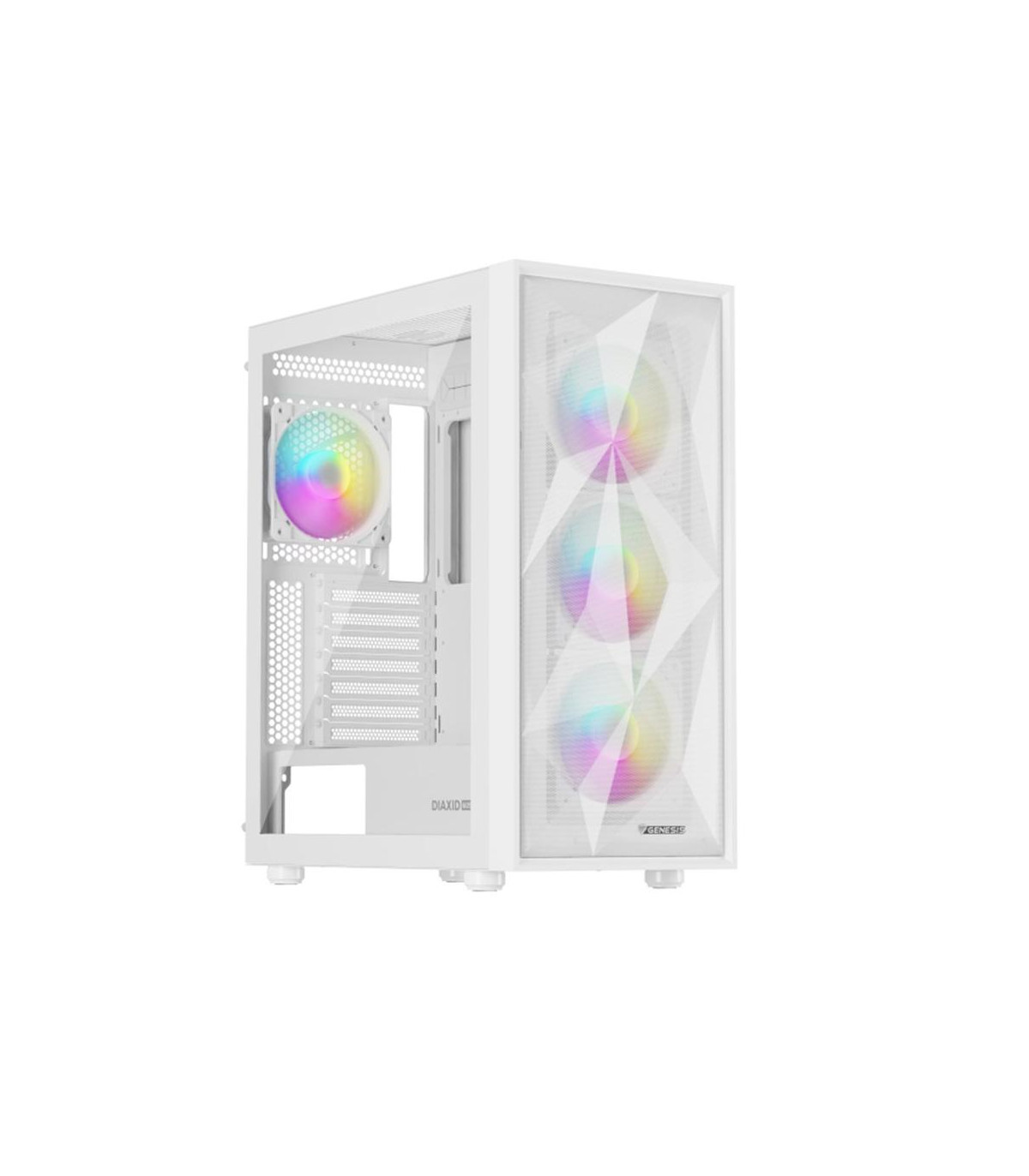 Caja ordenador gaming genesis diaxid 605 argb atx cristal templado blanca