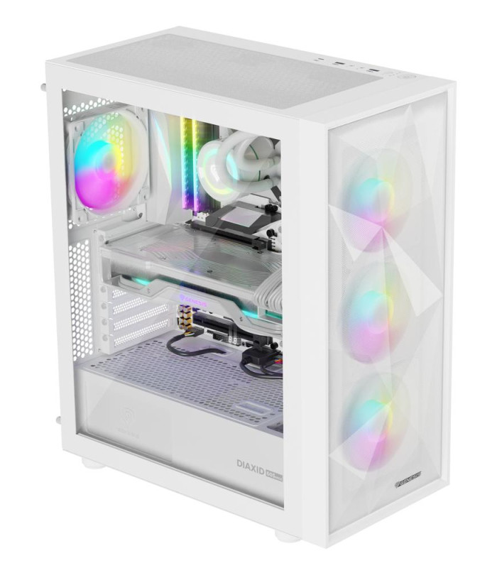 Caja ordenador gaming genesis diaxid 605 argb atx cristal templado blanca