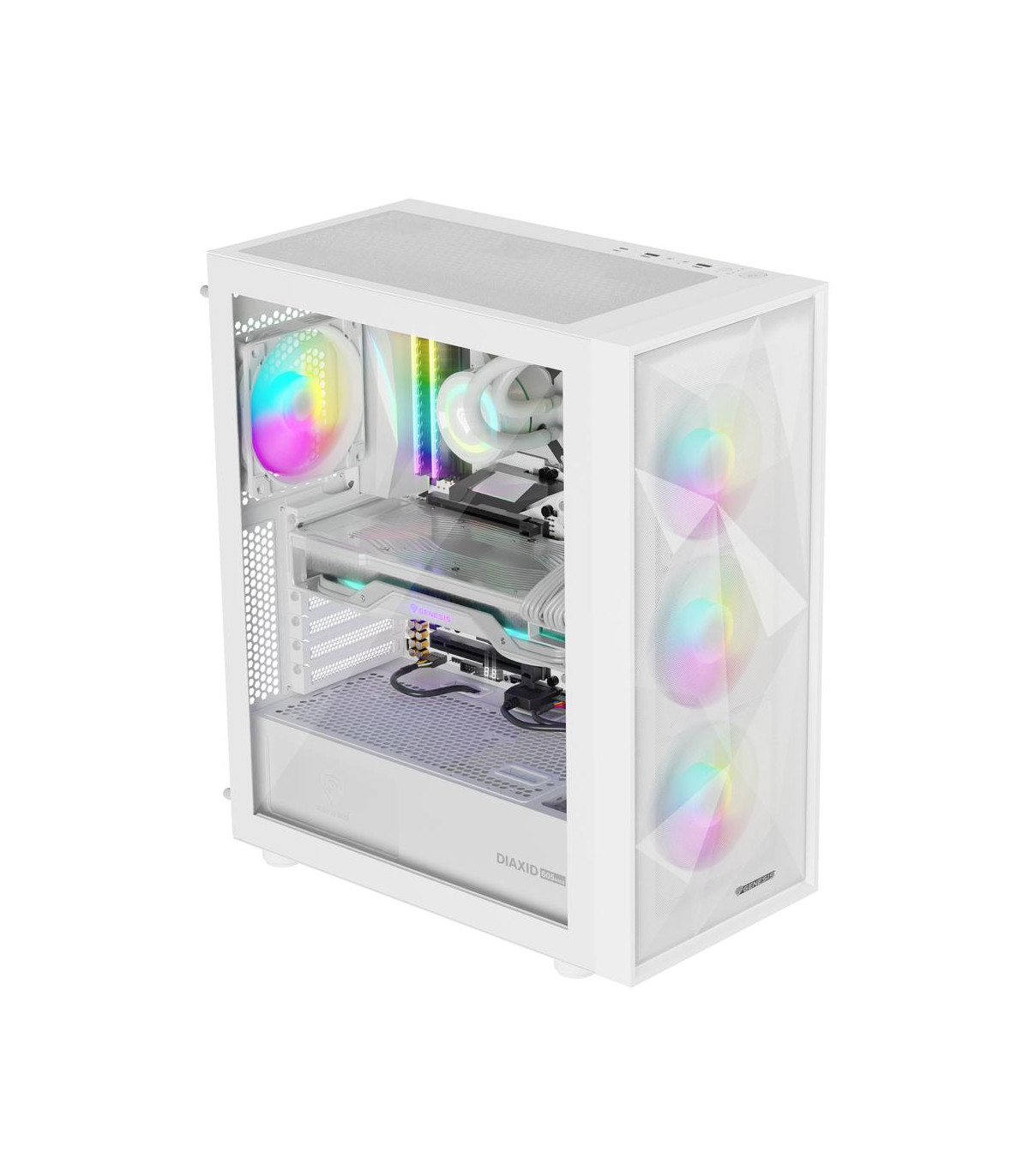 Caja ordenador gaming genesis diaxid 605 argb atx cristal templado blanca