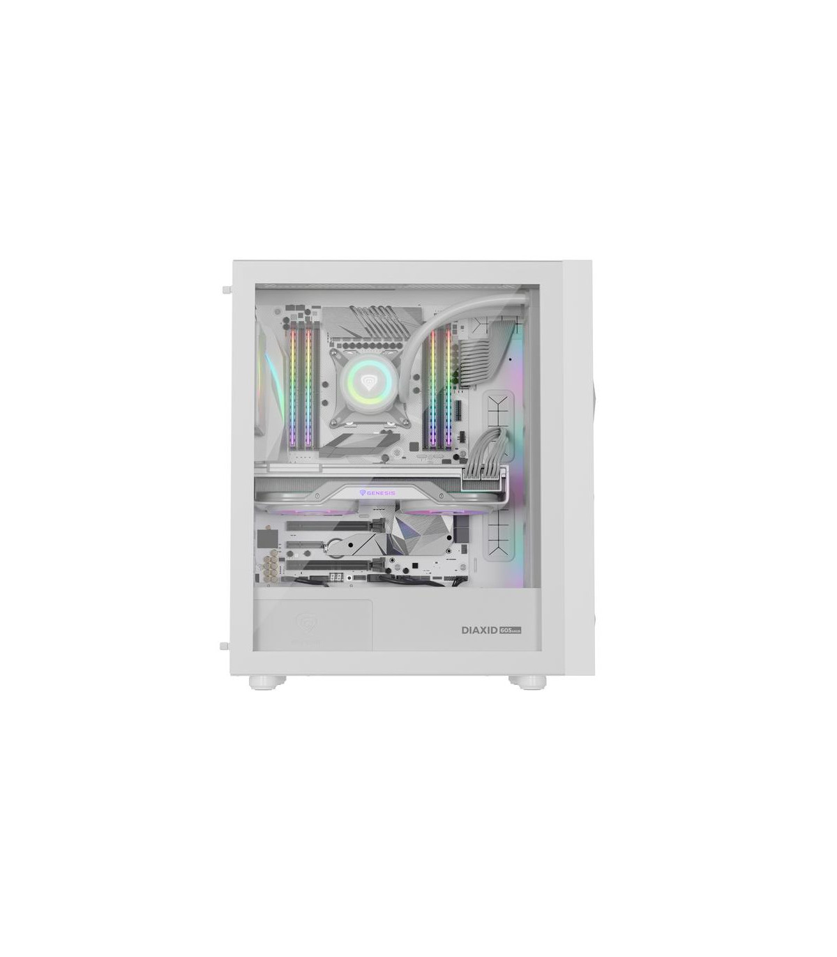 Caja ordenador gaming genesis diaxid 605 argb atx cristal templado blanca