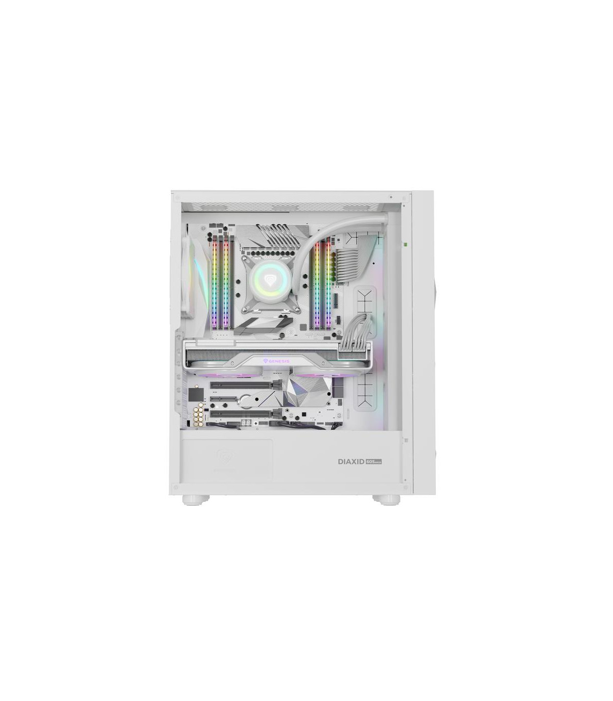 Caja ordenador gaming genesis diaxid 605 argb atx cristal templado blanca
