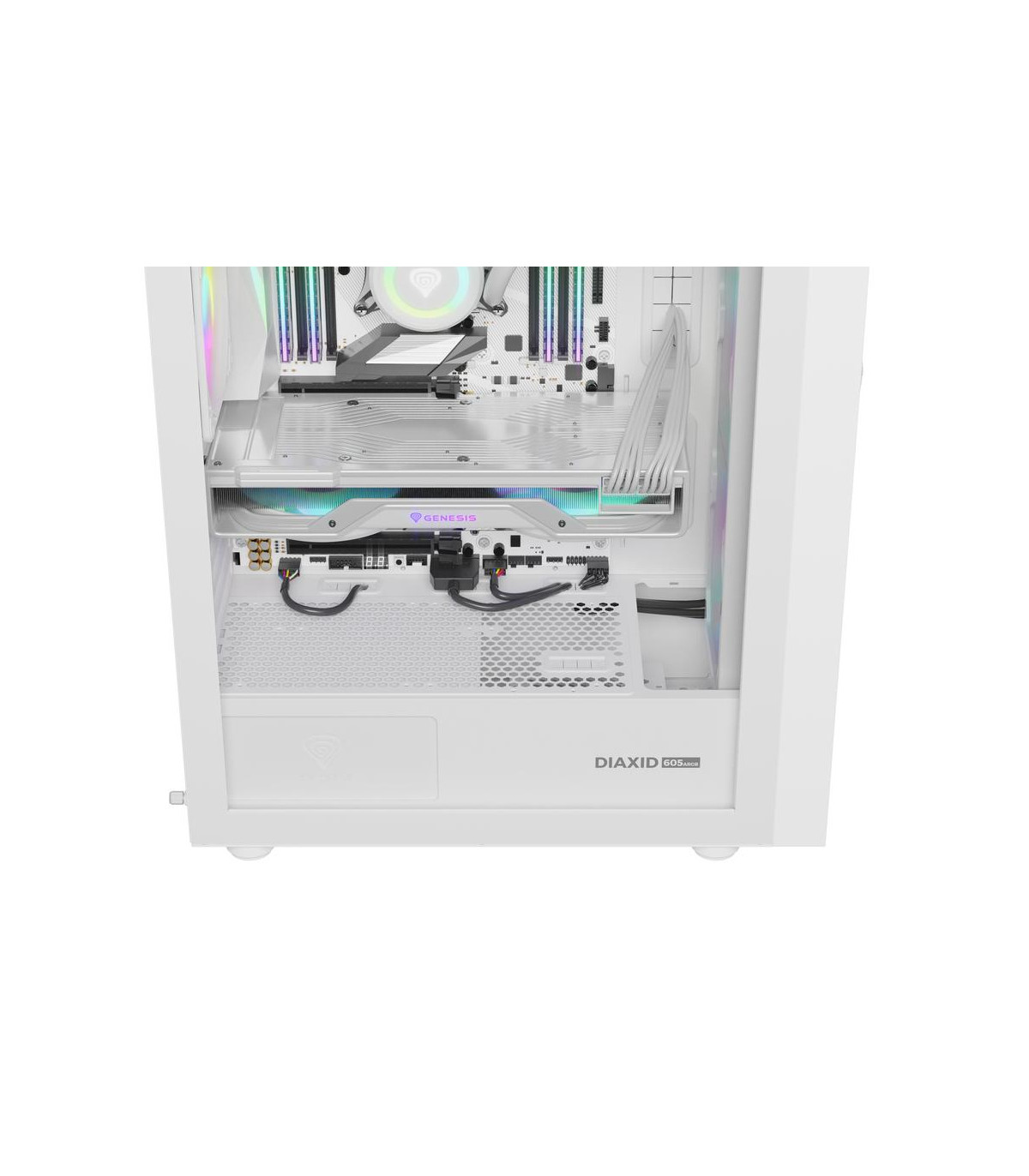 Caja ordenador gaming genesis diaxid 605 argb atx cristal templado blanca