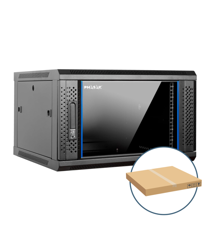 Armario rack mural 19 pulgadas phasak pro 6u 600x450 desmontado (envio flat pack)