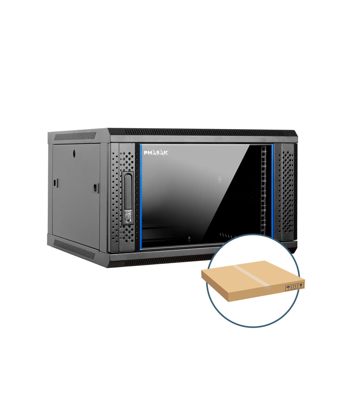 Armario rack mural 19 pulgadas phasak pro 6u 600x450 desmontado (envio flat pack)