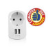 Cargador usb ewent 2 puertos -  155w -  enchufe shuko blanco