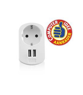 Cargador usb ewent 2 puertos -  155w -  enchufe shuko blanco