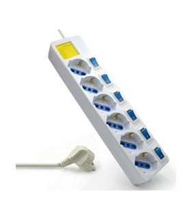 Regleta ewent 6 tomas con encendido y apagado blanco