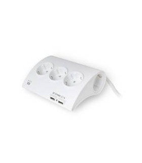 Regleta de escritorio ewent 5 tomas de corriente -  2 puertos usb -  blanco