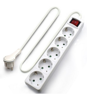 Regleta ewent 5 tomas shucko interruptor y enchufe plano
