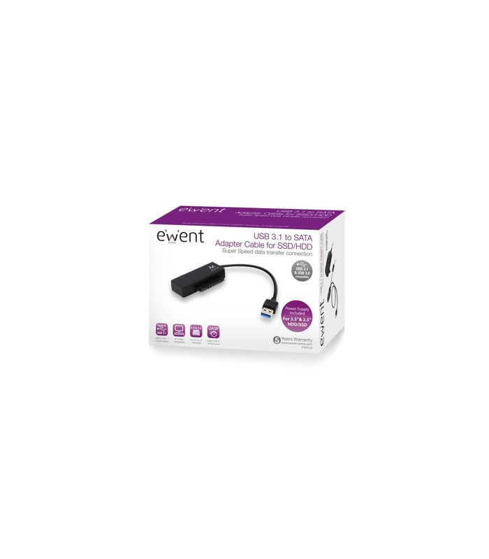 Adaptador ewent para disco duro usb 3.1 sata 6g 3.5 pulgadas&2.5 pulgadas con fuente de alimentacion