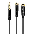 Cable adaptador de audio ewent jack 3.5mm macho a jack 3.5mm hembra x2 negro 0.30m