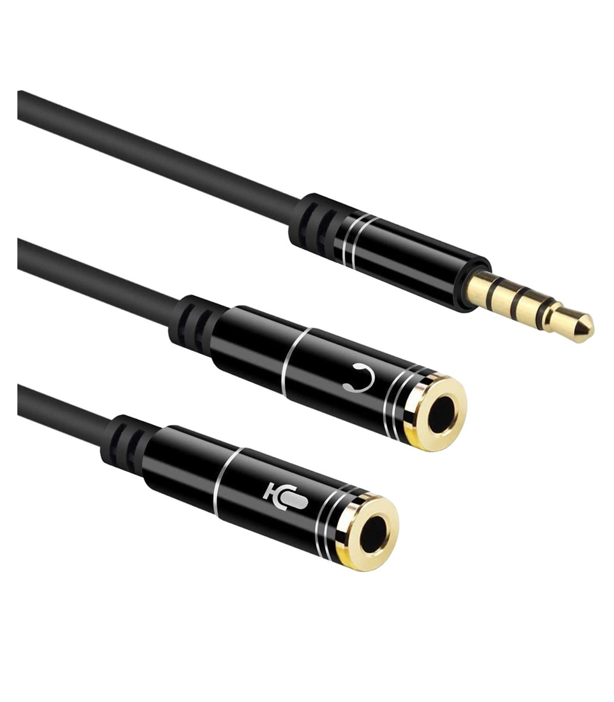 Cable adaptador de audio ewent jack 3.5mm macho a jack 3.5mm hembra x2 negro 0.30m