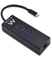 Hub usb ewent 3 puertos - usb 3.1 gen1 - puerto rj45 - negro