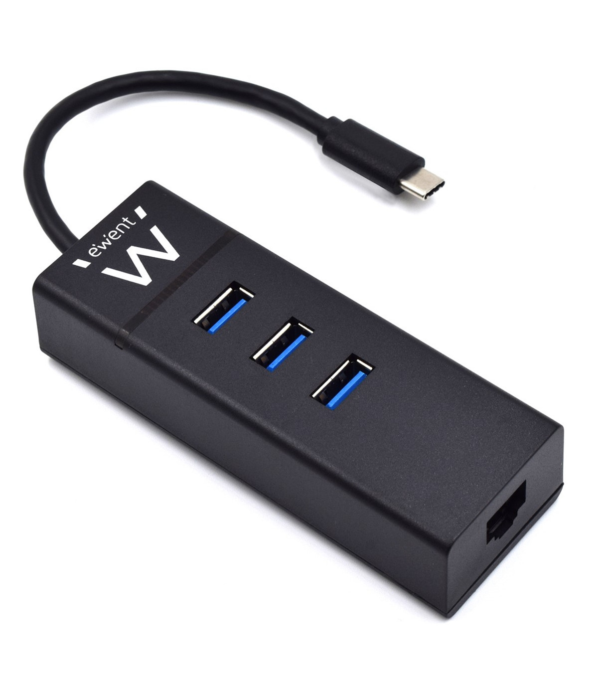Hub usb ewent 3 puertos - usb 3.1 gen1 - puerto rj45 - negro