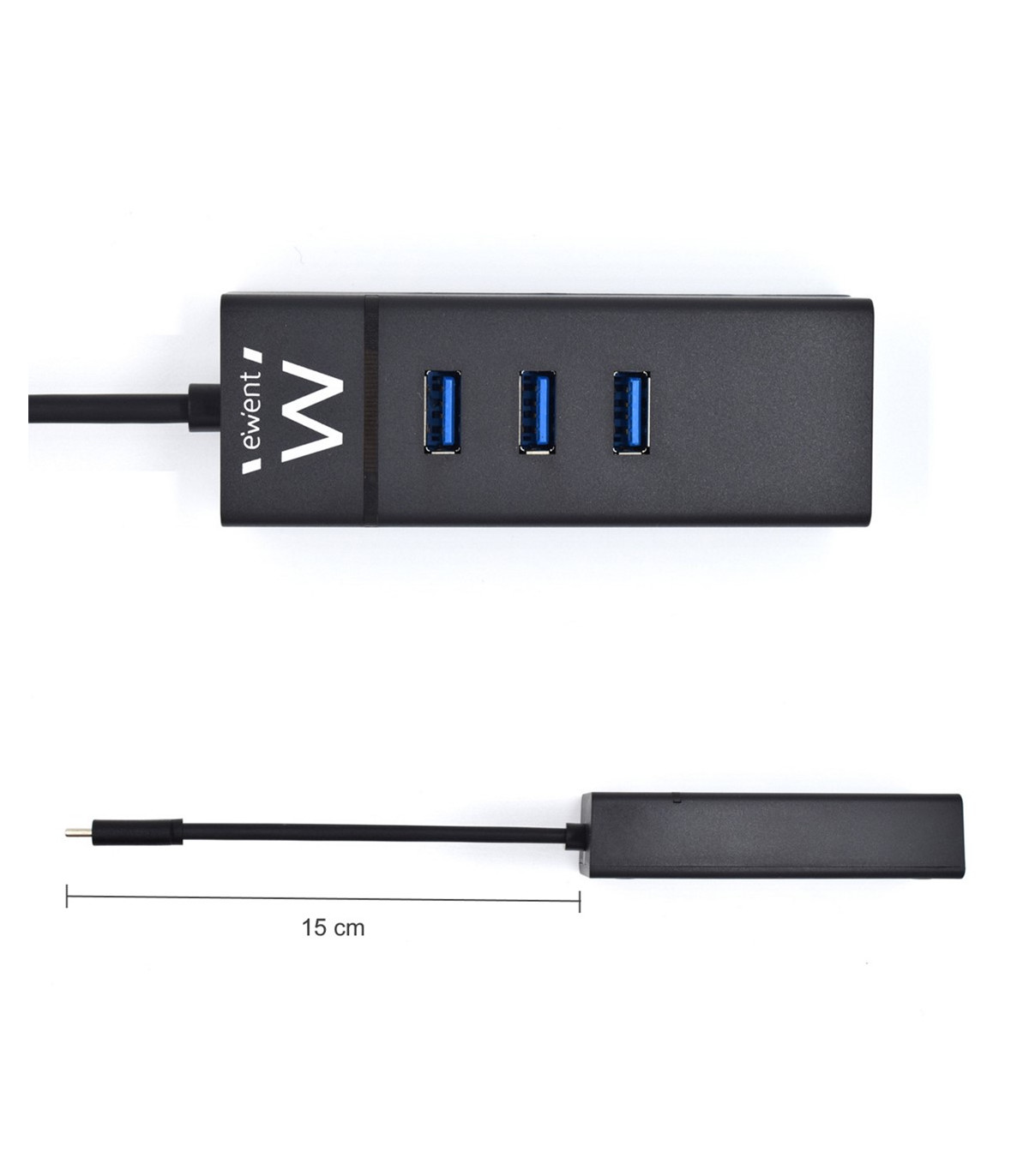 Hub usb ewent 3 puertos - usb 3.1 gen1 - puerto rj45 - negro
