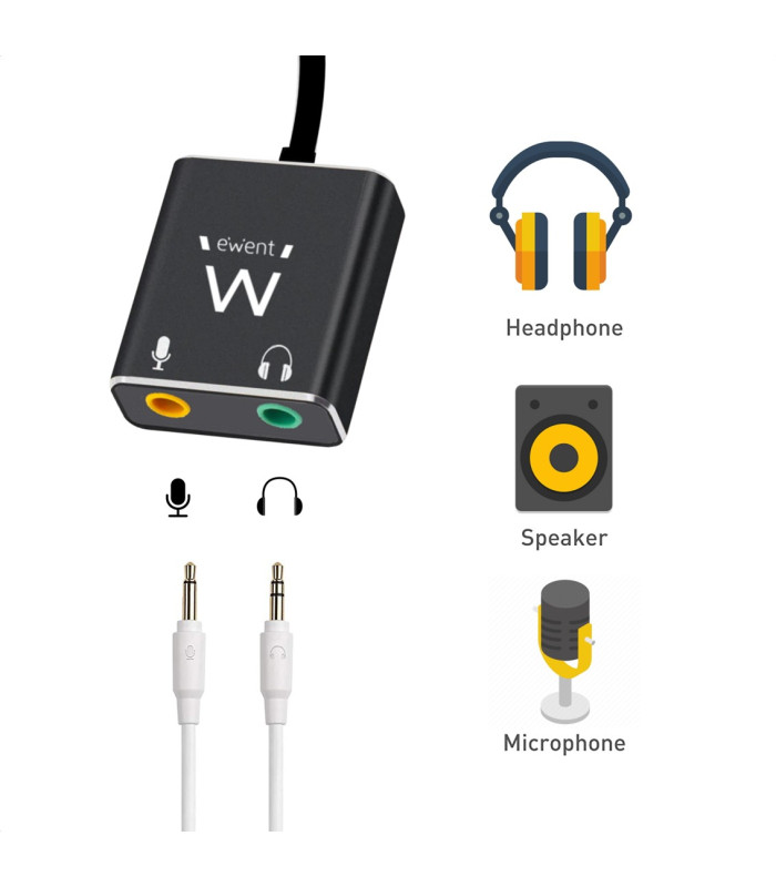 Cable adaptador de audio ewent usb tipo c a jack 3.5mm x2
