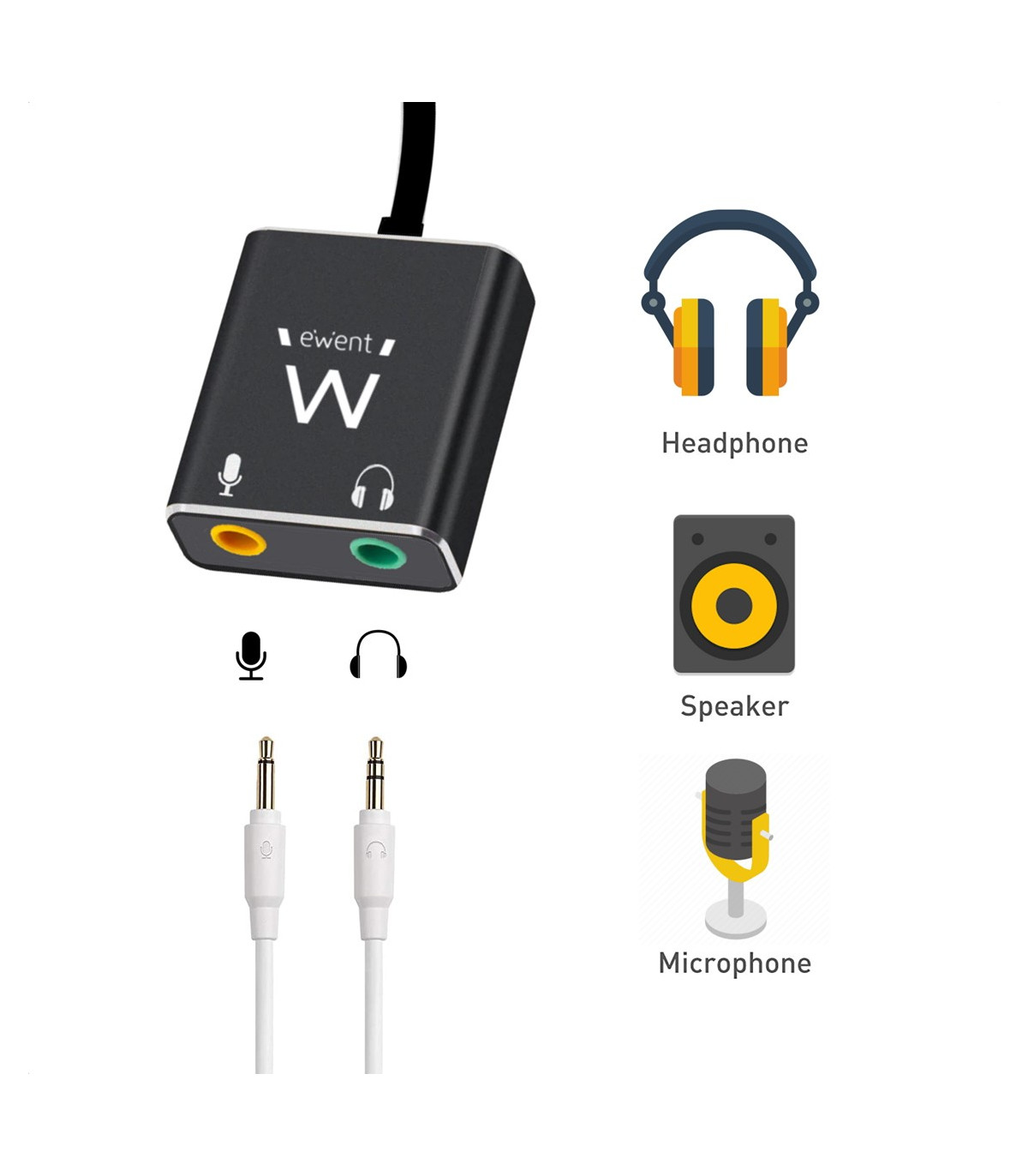 Cable adaptador de audio ewent usb tipo c a jack 3.5mm x2