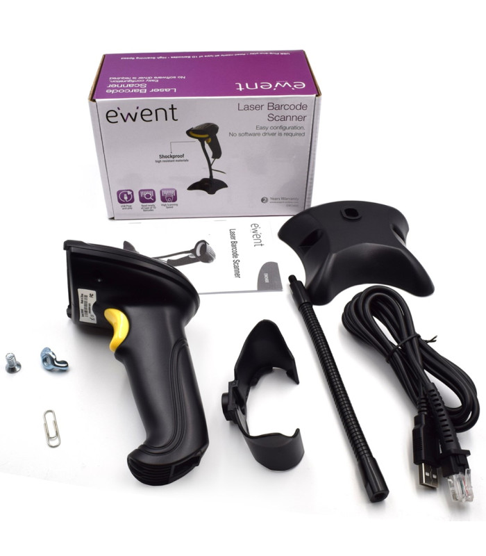 Lector codigo de barras ewent ew3400 1d laser usb