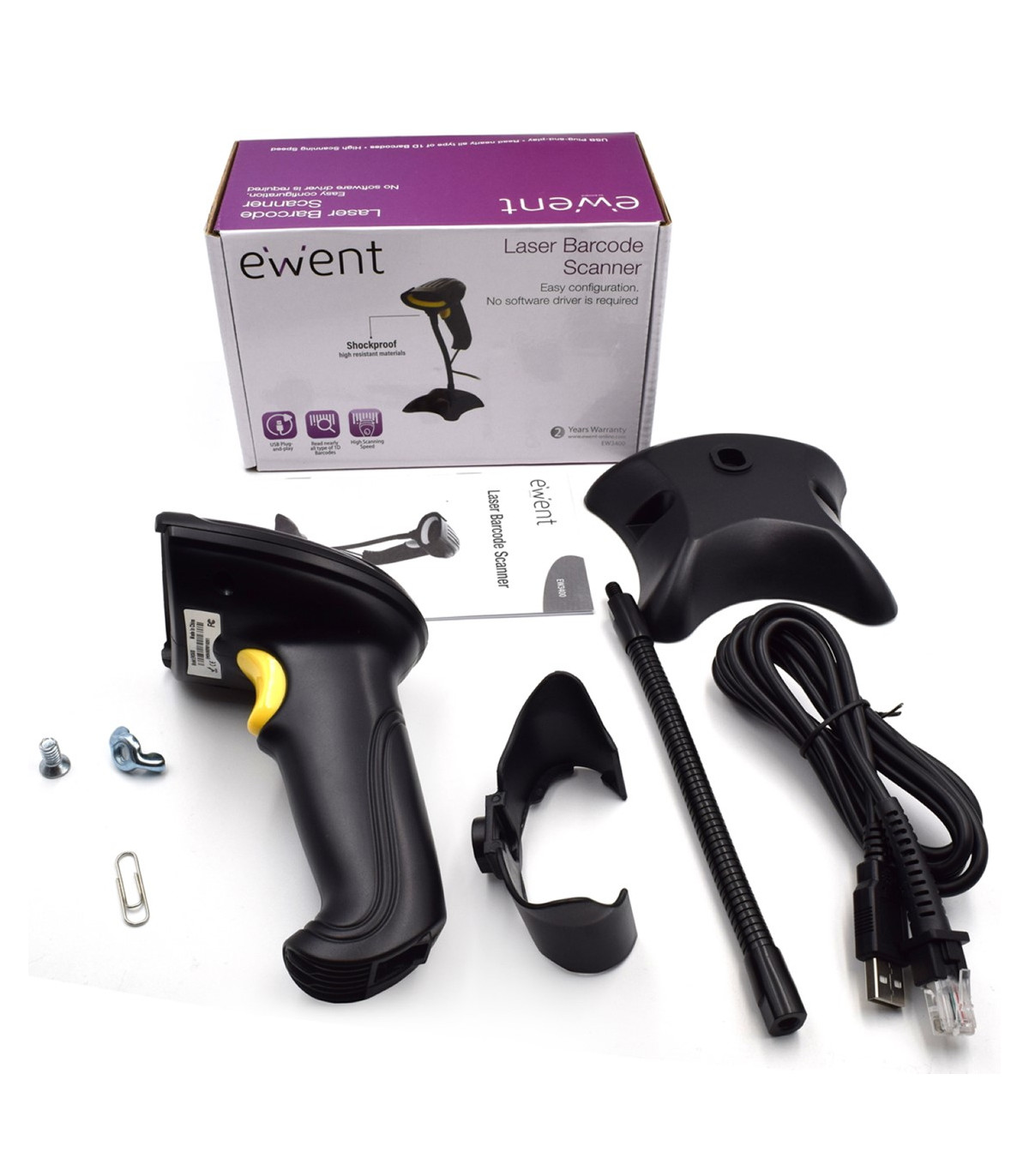 Lector codigo de barras ewent ew3400 1d laser usb