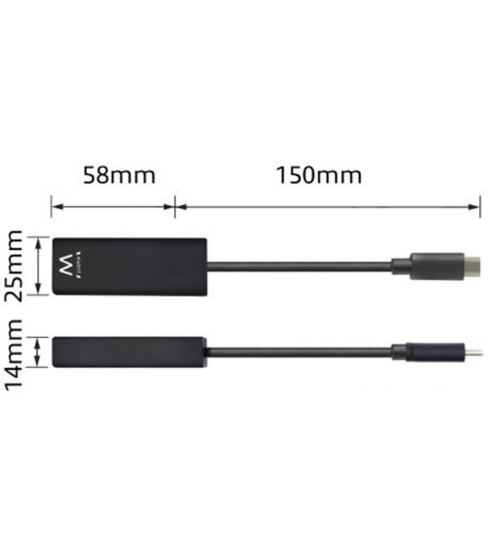 Cable adaptador ewent usb tipo c a rj45 - macho - hembra