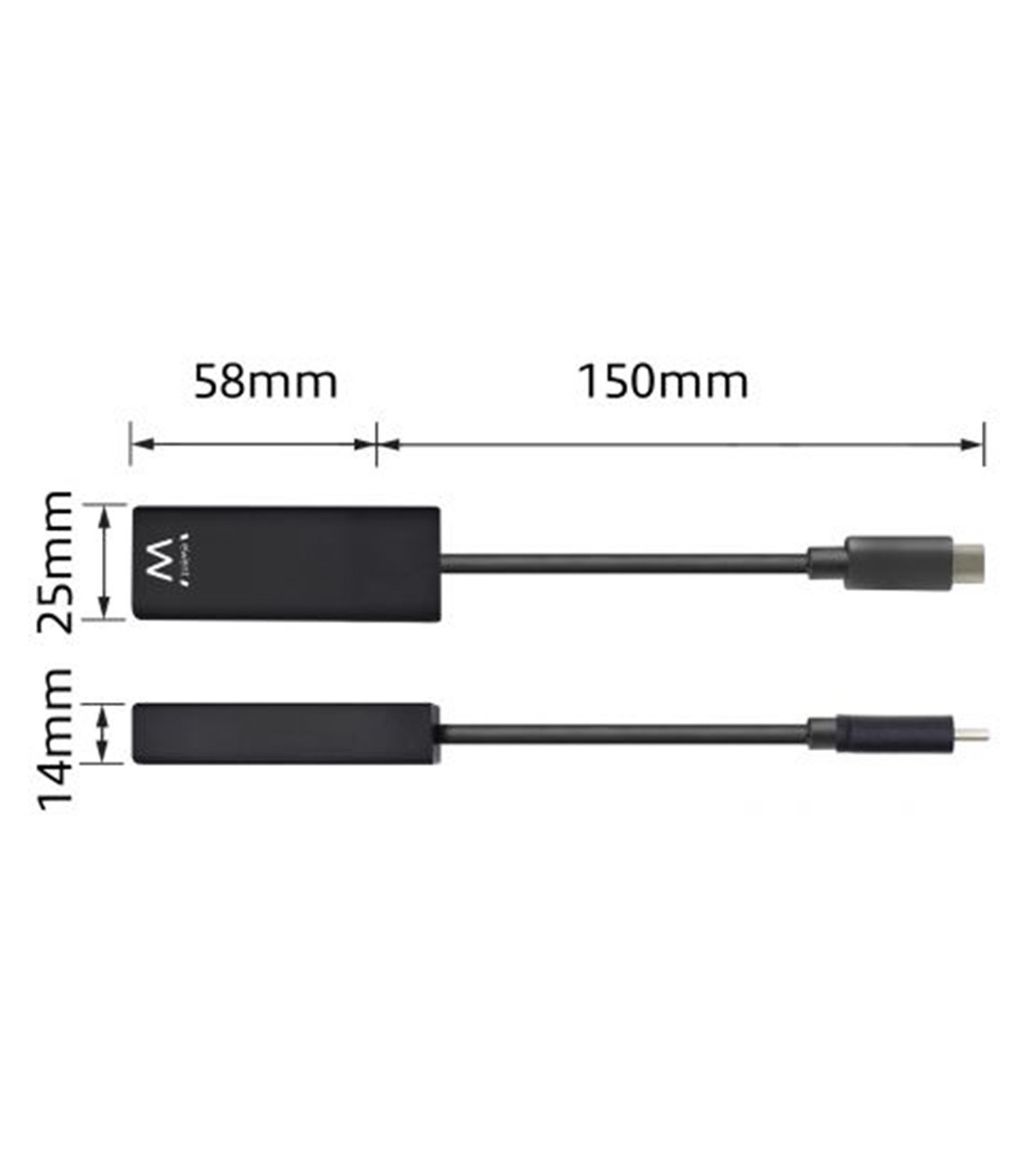 Cable adaptador ewent usb tipo c a rj45 - macho - hembra