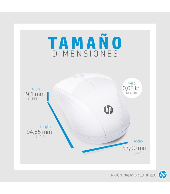 Raton inalambrico hp optico wireless 220 -  hasta 1600dpi -  blanco nieve
