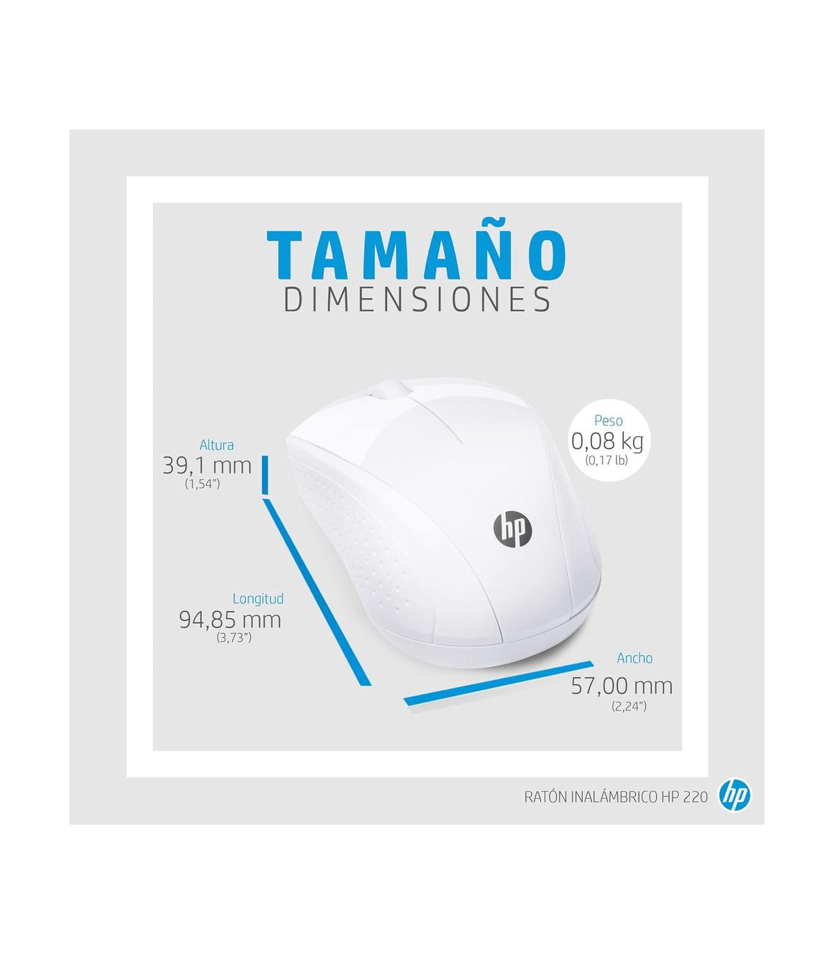 Raton inalambrico hp optico wireless 220 -  hasta 1600dpi -  blanco nieve