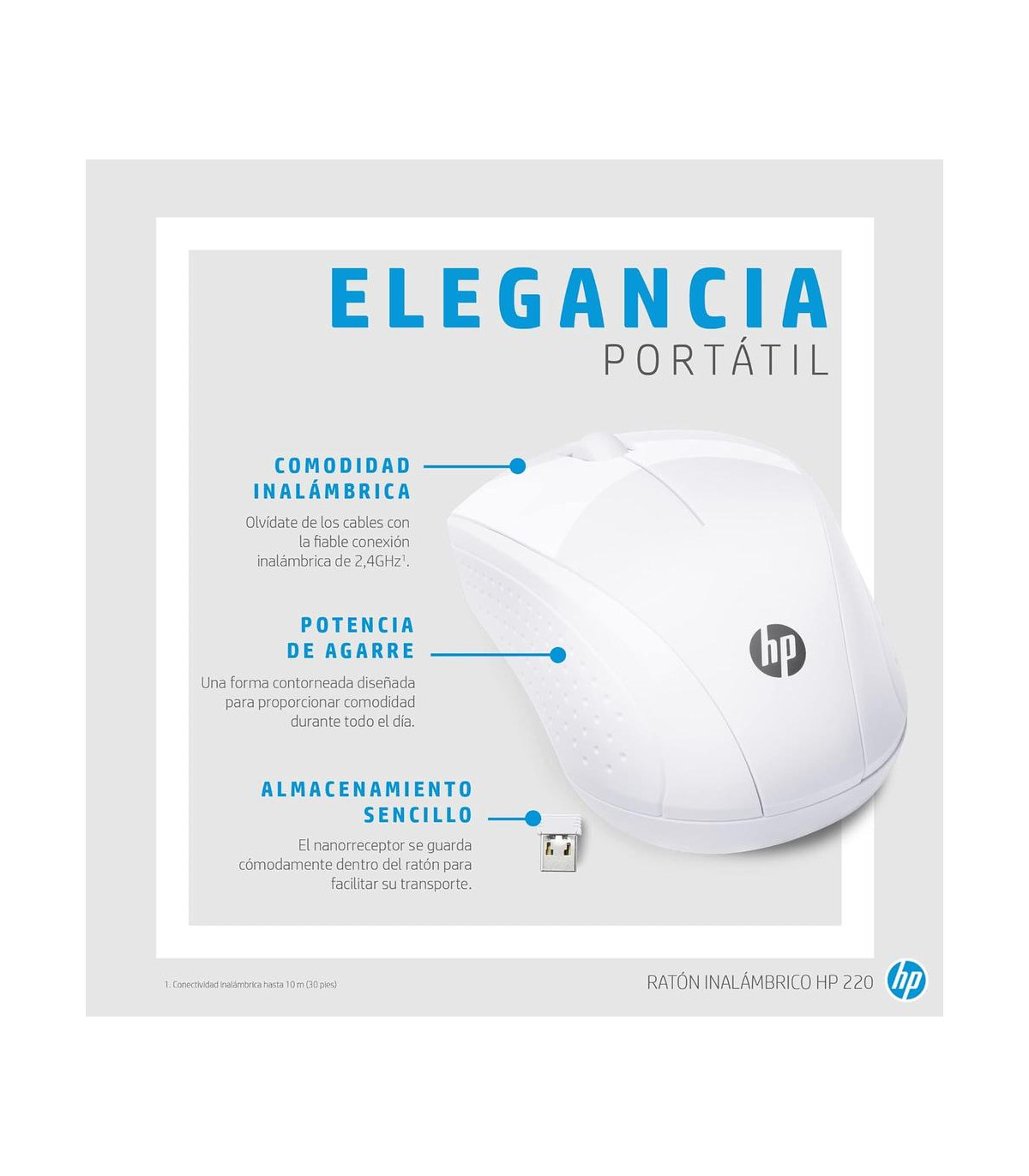 Raton inalambrico hp optico wireless 220 -  hasta 1600dpi -  blanco nieve